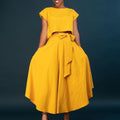 D3205 european and american plus size women's clothing  new fashionable and elegant casual top and flared midi skirt foreign trade set