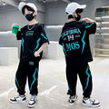 Boys' summer outfit set: short-sleeve top & shorts - trendy  style, lightweight kids' activewear, street style