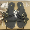 Za women's flat roman sandals - new summer 2025 collection - ladies' fashionable criss-cross buckle detail, solid color