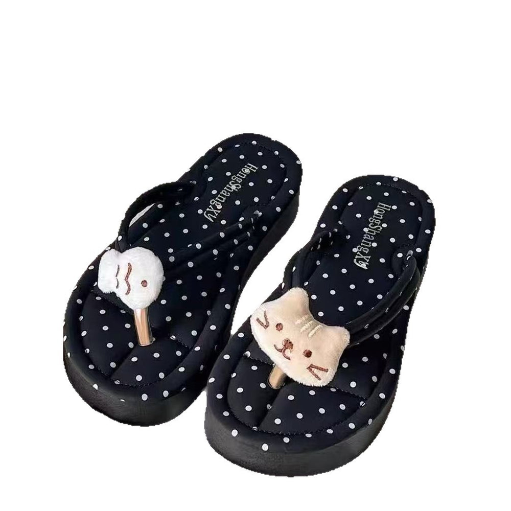 New 3.5cm platform wedge heel catfish flip-flops for women - summer beach anti-slip breathable thong sandals wholesale