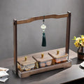 Lifting tray [three compartments with lid] + amber glass bowl