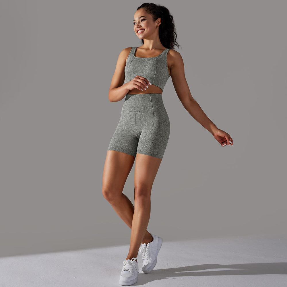 new arrival seamless jacquard knitting yoga wear breathable tight sports suit high waist hip lifting running fitness wear