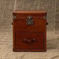 Second-hand style retro oil wax leather suitcase coffee table table old-fashioned creative genuine leather side table corner bedside table storage cabinet