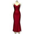 foreign trade hot-selling red dress, deep v sexy backless suspender fishtail dress wholesale
