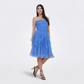 Amazon fashion ruffles pleated mid-length dress women's  summer new elegant sleeveless skirt