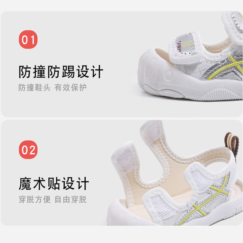 Summer kids' shoes: non-slip, soft-soled, lightweight, closed-toe, anti-kick, infant and toddler sandals for boys and girls, ages 1-3