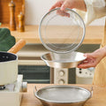 Stainless steel oil filter pan - kitchen oil draining tray for frying, baking, and grilling - includes filter mesh