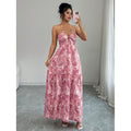 Women's halter neck backless bow tie waist long dress, perfect for vacation and casual wear, summer fashion apparel
