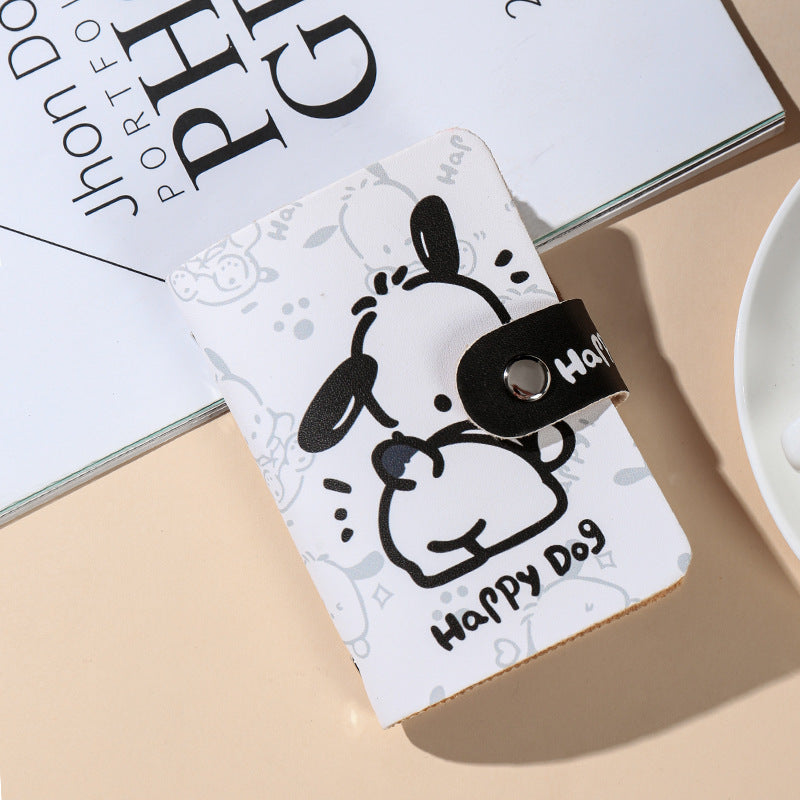 Puppy cartoon card bag, women's personality ultra-thin, portable, compact, anti-degaussing certificate card holder, transparent bank card protection