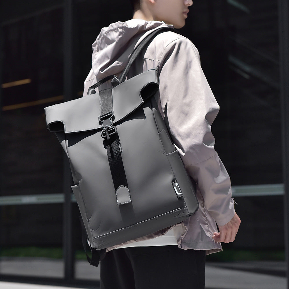 School bag new trendy brand simple anti-splashing backpack large capacity flip student commuting computer backpack