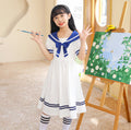 Girls' summer dresses  new styles: trendy and chic preppy princess dresses for mid-to-large children, nautical style skirts