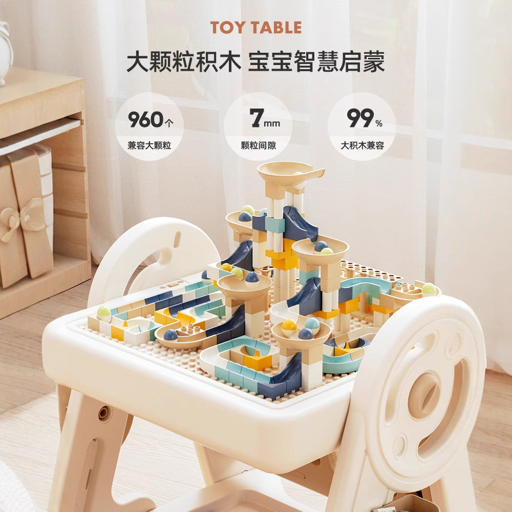 Qiao Le Bear Multifunctional building block table Children's drawing board Large particle puzzle baby toys Boys and girls game table