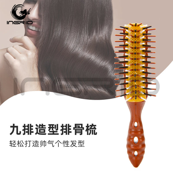 Nine rows of modeling ribs comb, oily hair comb, no hair damage, ribs comb, inner buckle, straight hair, curly hair styling comb, hair roller comb.