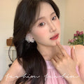 Pink rose stud earrings for women, 2025 new arrival, ethereal fabric earrings, cute, sweet, high-end, and elegant ear accessories
