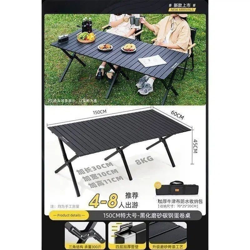Camping table outdoor multi-functional foldable camping table and chair suit stall table portable plaid camping chair no