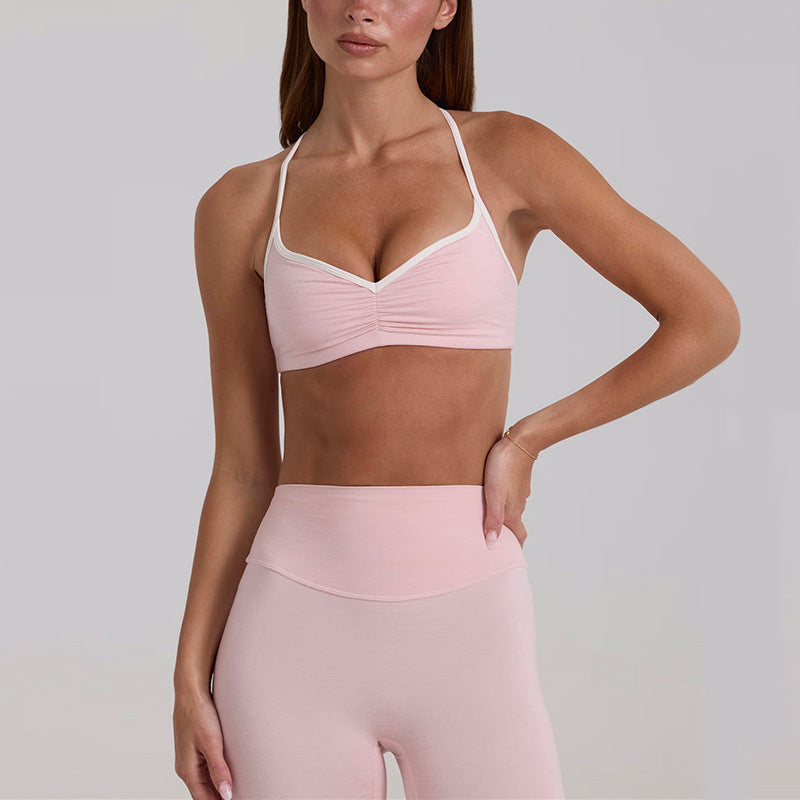 New arrival yoga clothes high waist hip lifting and abdominal control shorts nine-point pants suspenders beautiful back running sports intimates bra suit