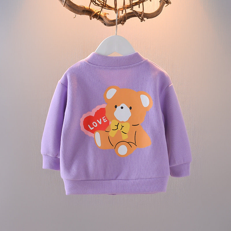 One-and-a-half-year-old baby girl's autumn coat, toddler's autumn baby cardigan, girl's lightweight spring and autumn  new top