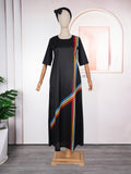 Aliexpress  cross-border supply african plus size european and american women's clothing colorfulstripesdress with headscarf