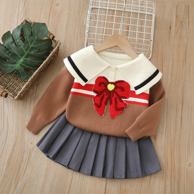 Kids' pullover sweater set -  autumn new collection - preppy style girls' two-piece sweater set