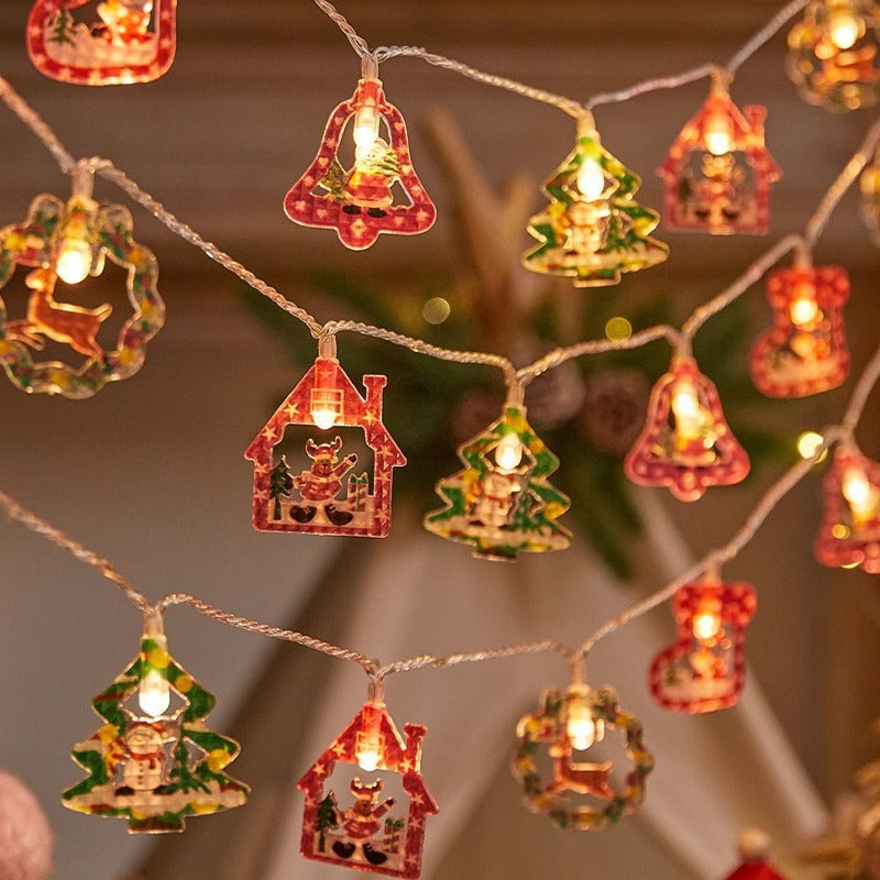 Christmas decorative lights flashing lights string lights hollowed out elk hanging lights girl room layout atmosphere trunk atmosphere