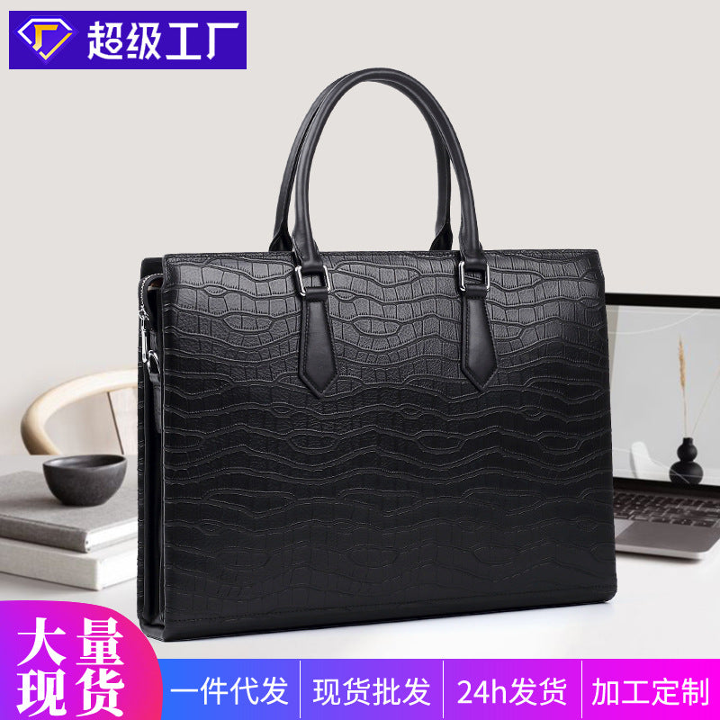 New leather men's bag business men's handbag first layer cowhide computer bag large capacity briefcase messenger leather bag