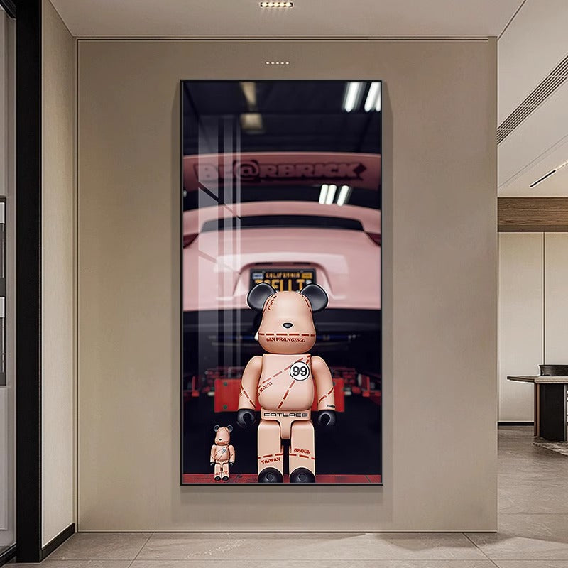 Kaws violent bear entrance entrance decorative painting modern simple corridor aisle hanging painting tide brand creative building block mural