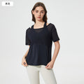 Women's loose-fit yoga top - short sleeve activewear t-shirt, running cover-up, faux two-piece design, quick-dry & breathable workout top d25040