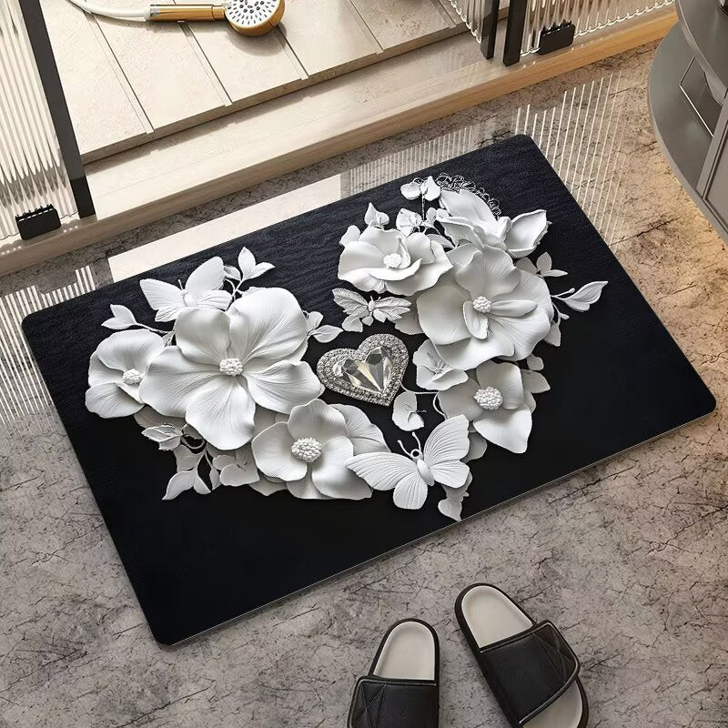 stereo butterfly soft diatom mud kitchen floor mat bathroom door absorbent quick-drying mat non-slip mat bathroom carpet