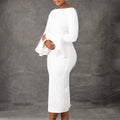 D3258 independent station export women's clothing  winter new arrival fashion solid color bodycon flared sleeve ol african dress