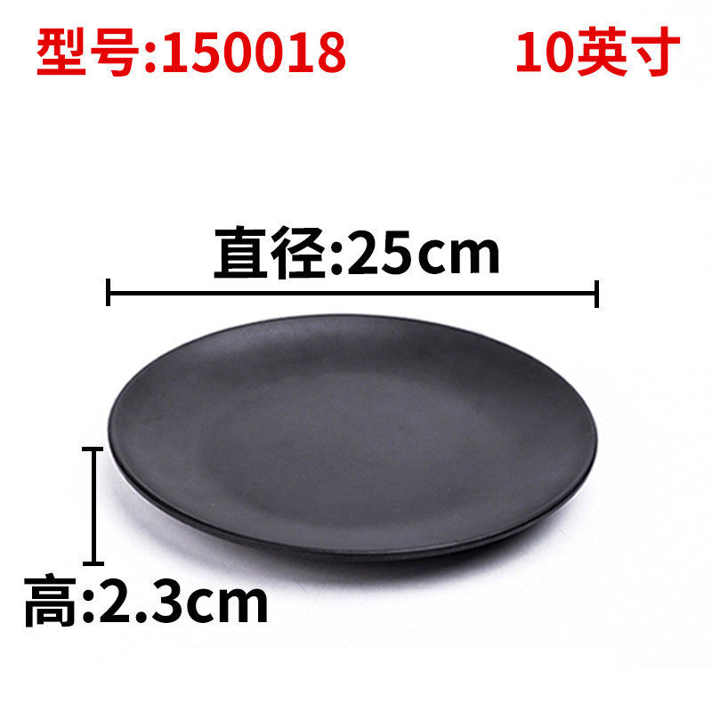 Melamine black tableware plastic dish imitation porcelain dinner plate cold dish plate barbecue hot pot plate barbecue restaurant plate commercial