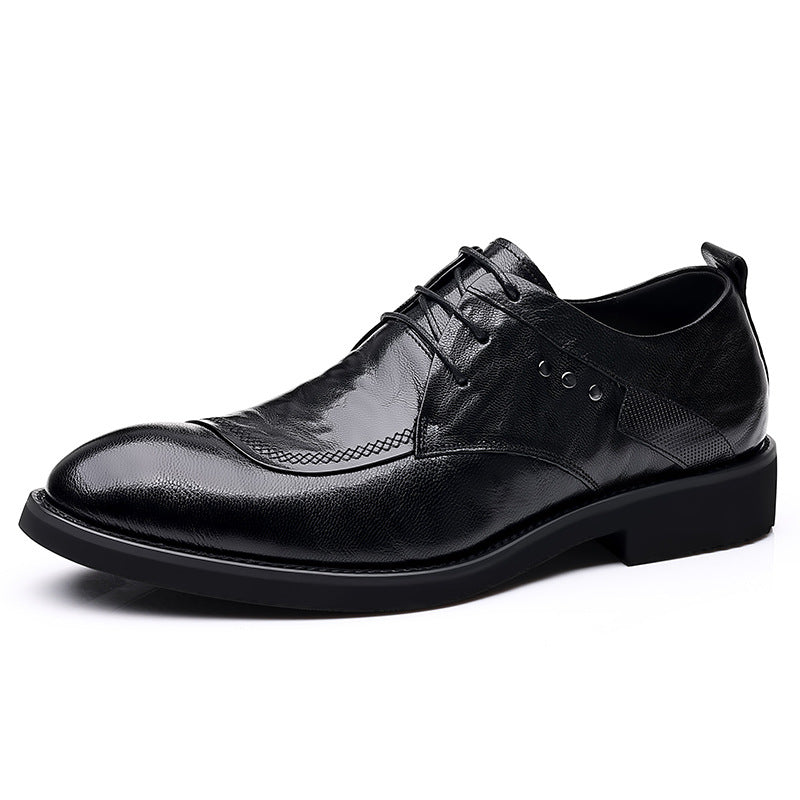 Men's leather dress shoes - business, formal, casual - live stream, cross-border, korean style, british style, soft sole, breathable, youth, groom, wedding shoes
