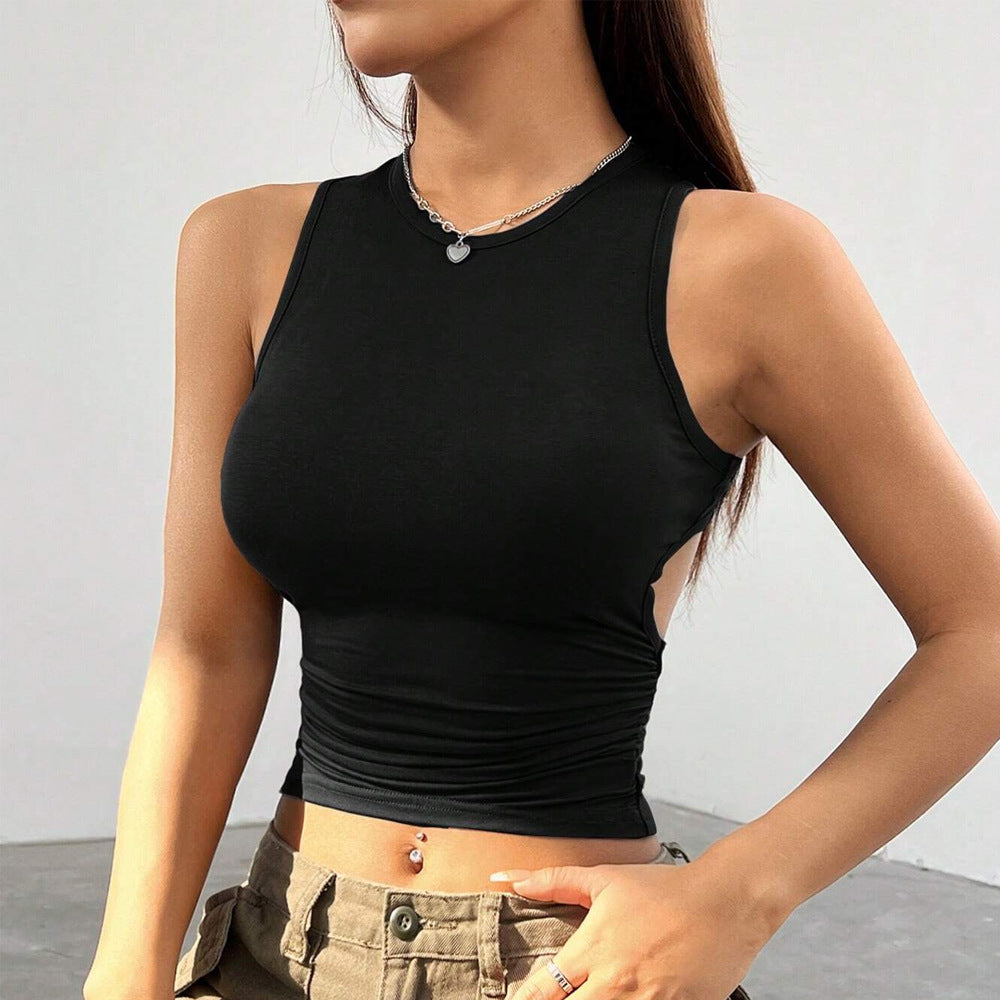 fashionsexy women's independent station   spring and summer pure color tight short sleeveless vest tops