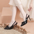 Baotou high heels 2025 spring & fallnew arrival pointed toe bowselegant socialite fashion back empty flats for women