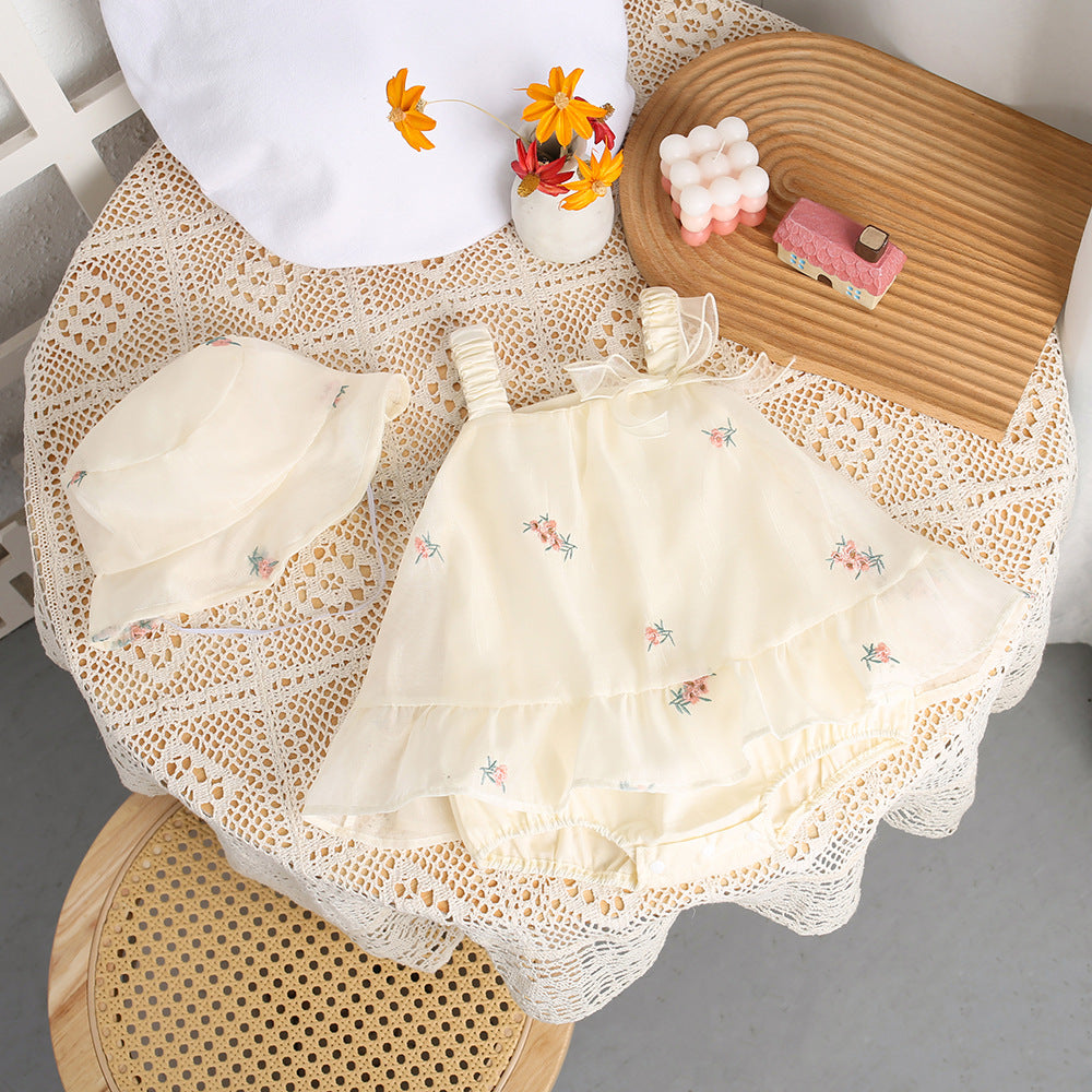 Newborn baby summer romper dress - lightweight summer bodysuit, crawling suit, 100-day celebration outfit for baby
