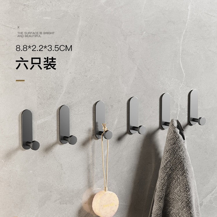 Gun gray punch-free hook, strong adhesive bathroom wall bathroom towel load-bearing adhesive hook, entrance door back hook