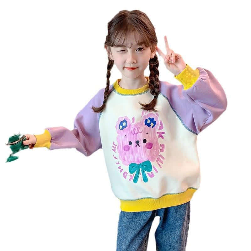 Girls' sweatshirt:  spring/autumn new arrival - trendy, stylish, long-sleeved, loose-fit top. perfect for spring, popular online, cute kids' clothing