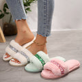 Thick sole fur slippers women's fall and winter indoor and outdoor 2024new arrivalclassy rhinestone stuffed slippers cotton slippers women's shoes