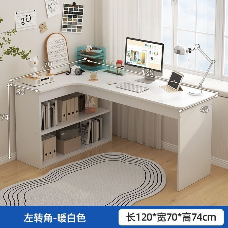 Nordic student desk with bookshelf - all-in-one home bedroom desktop computer desk - assembled study table for elementary school students - writing desk