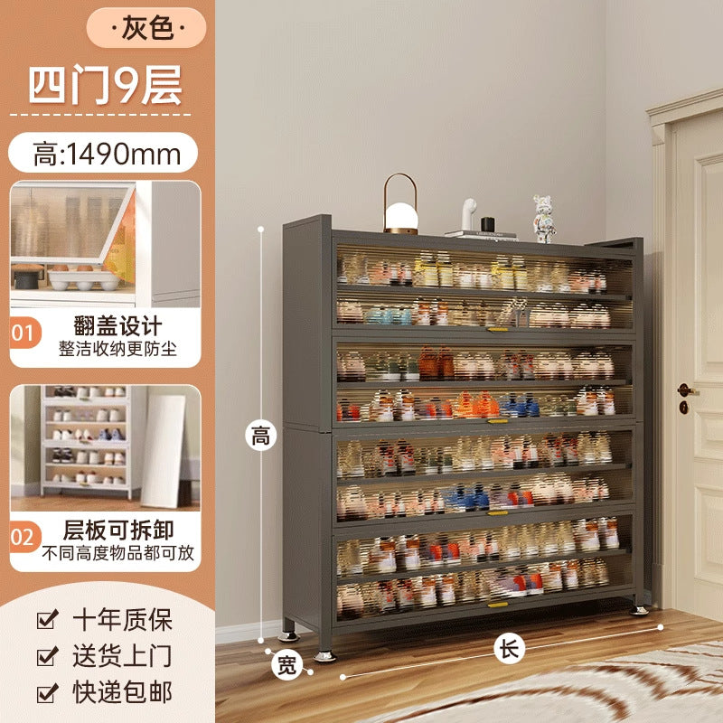 Household steel shoe cabinet, entrance door, large-capacity storage shoe cabinet, floor-standing multi-layer dust-proof shoe rack, rental house