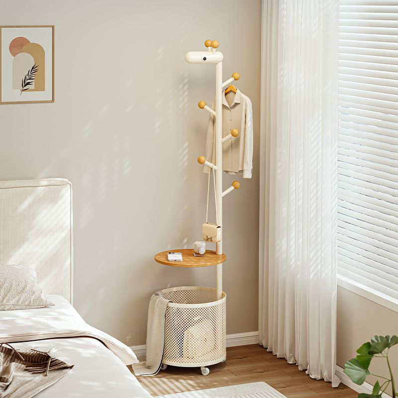 Simple for home entrance floor-mounted movable clothes rack girls bedroom bedside storage storage basket small coat rack