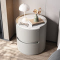 Italian round bedside table solid wood classy sense normcore bedroom slate bedside table casual modern accessible luxury storage cabinet