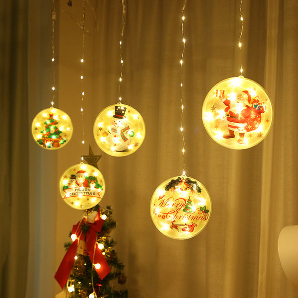 Christmas new led copper wire light curtain light Christmas snowman suction cup light window glass colored painting decorative light