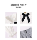 Girls' foreign trade skirt set: white long-sleeve blouse with bow tie, high-waisted pleated skirt, preppy style children's outfit