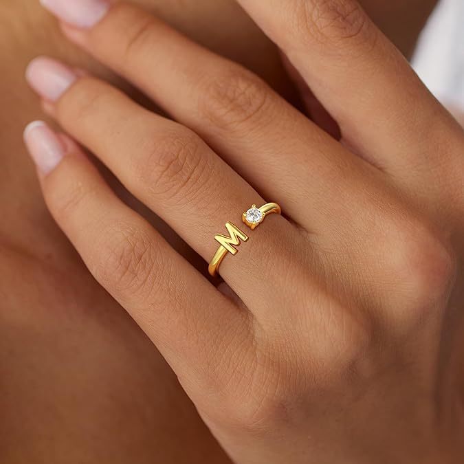Aliexpress letter rings - 26 letters a-z gold 18k gold plated unisex rings creative finger rings wholesale jewelry