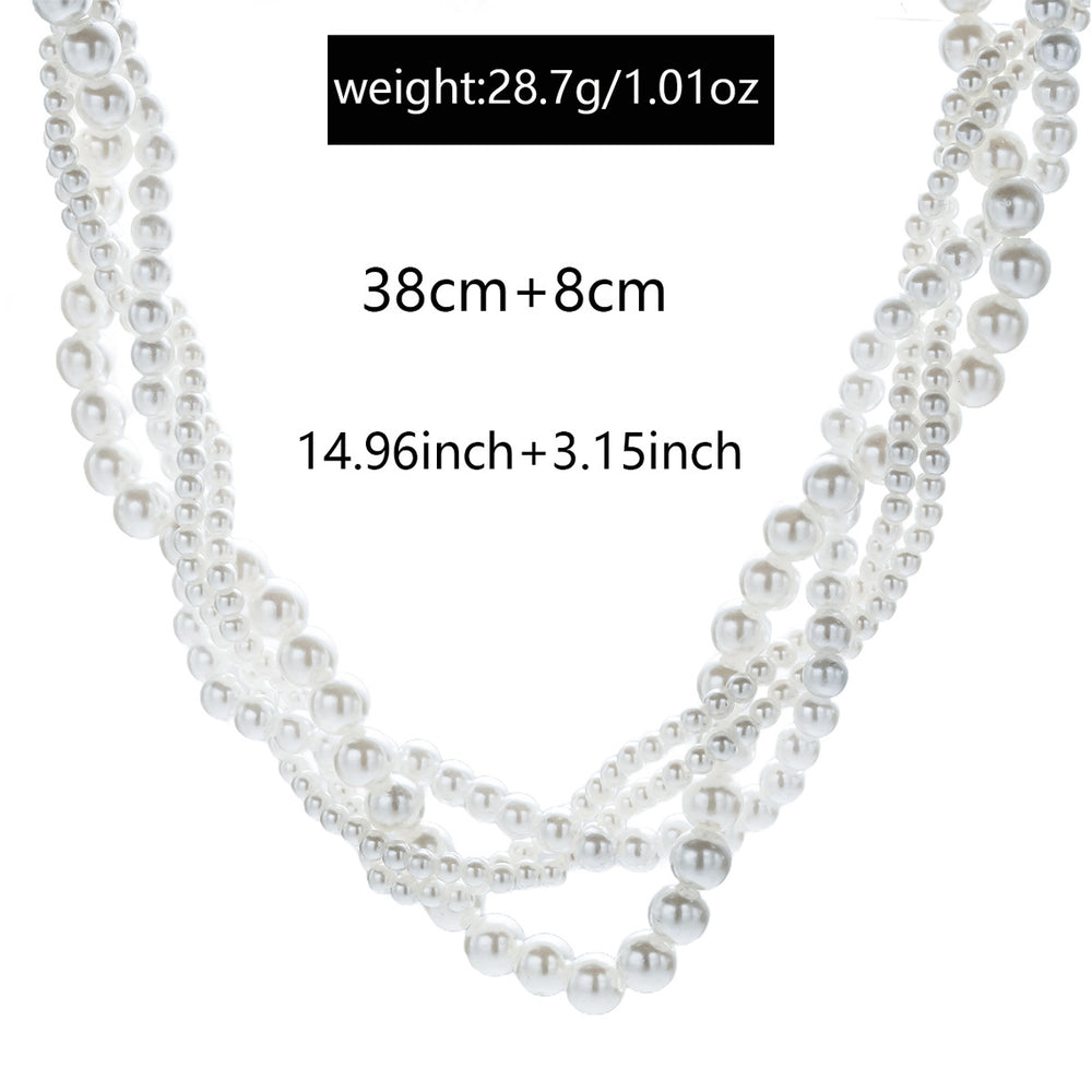 retro multi-layered cable knit pearl necklace - luxury, high-end, baroque style fashion choker jewelry wholesale