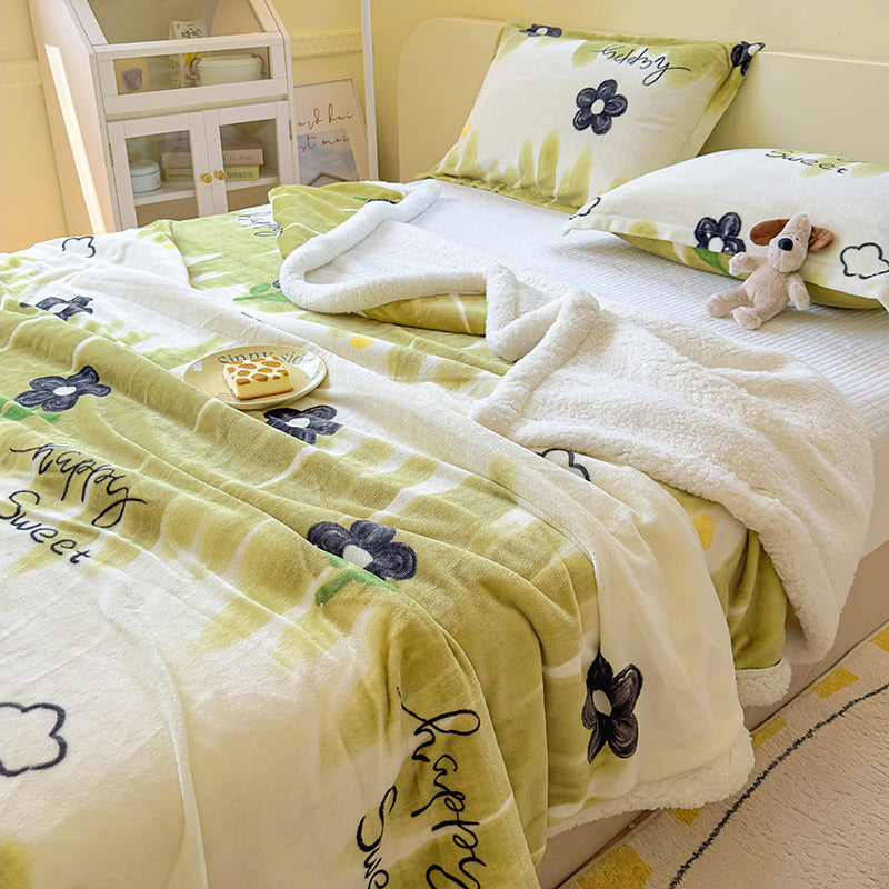 Winter Flannel Blanket Thickened Warm Lamb Fleece Blanket Office Nap Coral Fleece Blanket Milk Fleece Blanket