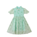 Girls' summer dress  new chinese style frog closure short sleeve traditional dress children's fashionable flared skirt
