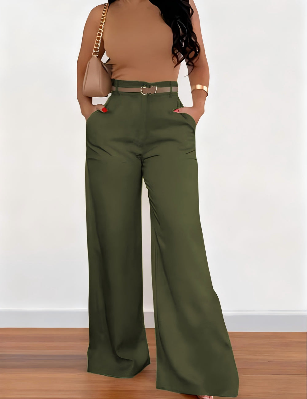 new women's cross-border e-commerce fashion: elegant and chic straight-leg trousers - high-waisted, drapey, versatile wide-leg formal pants