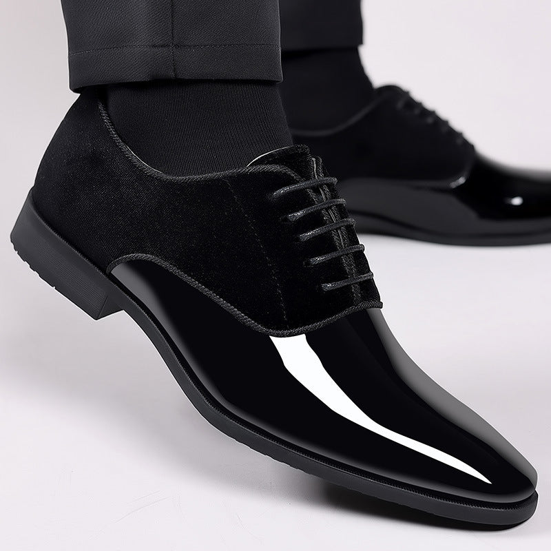 Men's formal business leather shoes - lightweight, trendy, low-cut, british style, pointed toe, in-stock, wedding/groom shoes