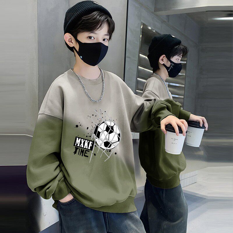 Boys'  spring/autumn new collection: stylish and sporty sweatshirt for students - trendy, relaxed fit tee for older boys